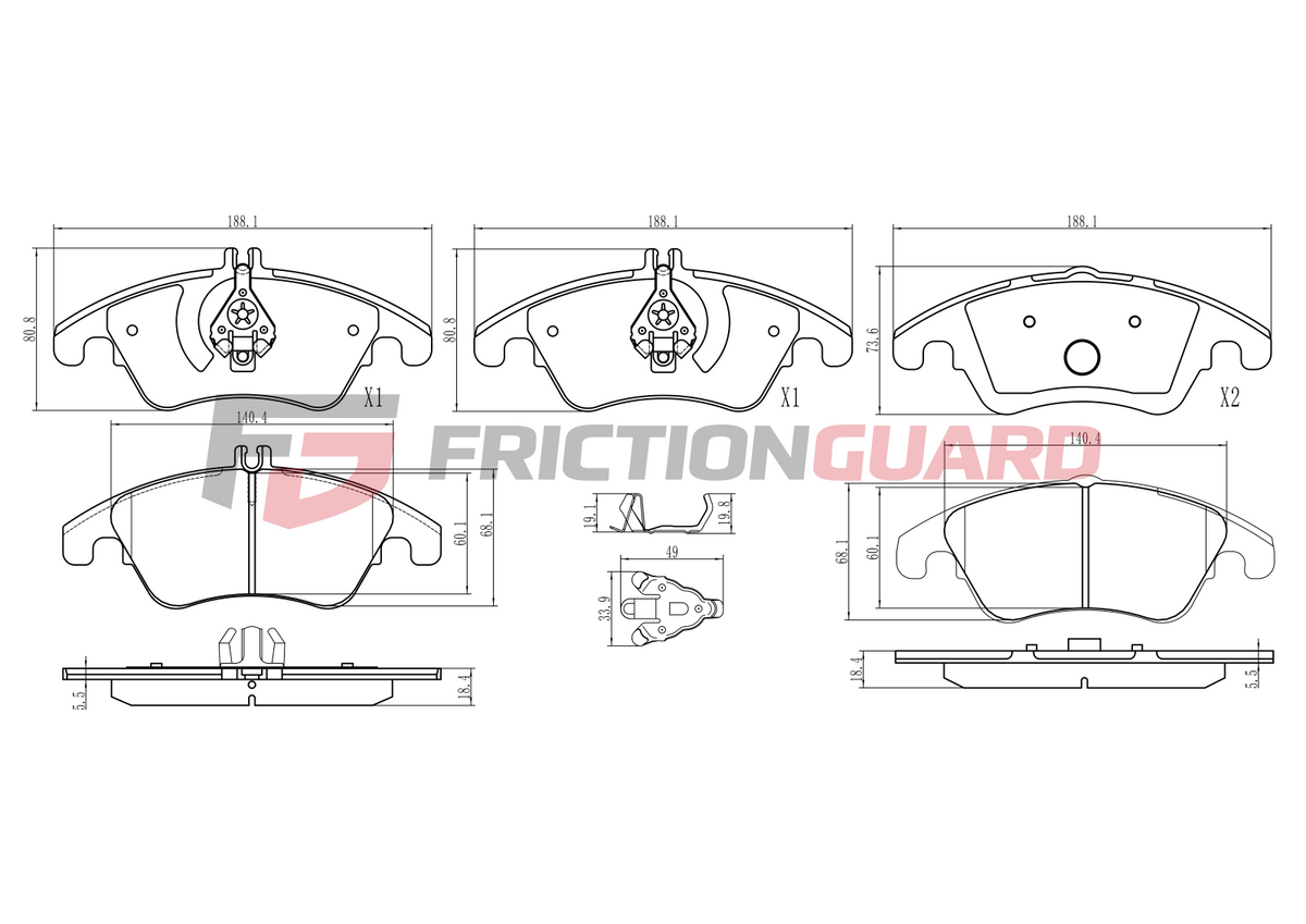 FRICTIONGUARD BRAKE PAD FOR MERCEDES-BENZ | OEM 74207520