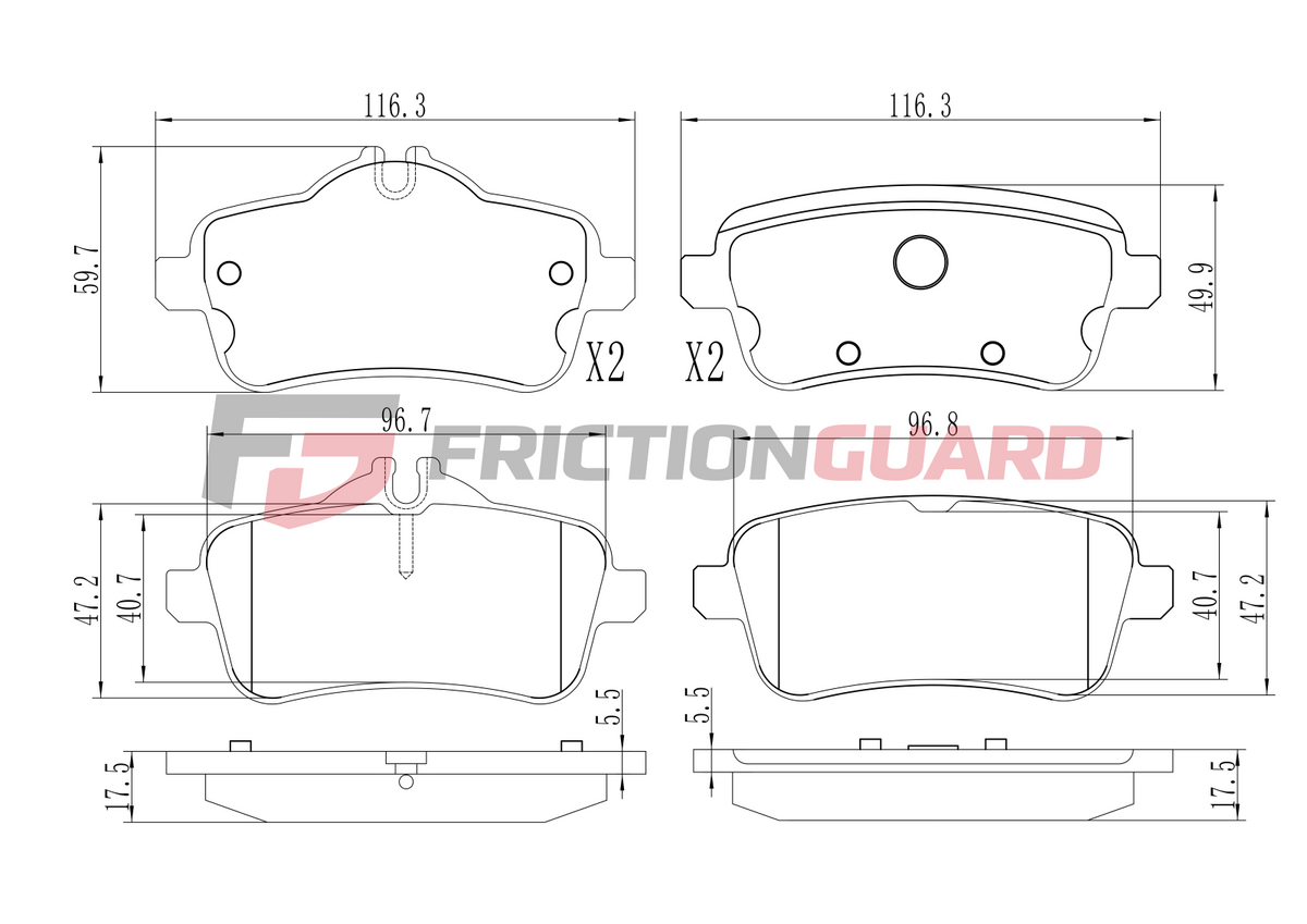 FRICTIONGUARD BRAKE PAD FOR MERCEDES-BENZ | OEM 74208320