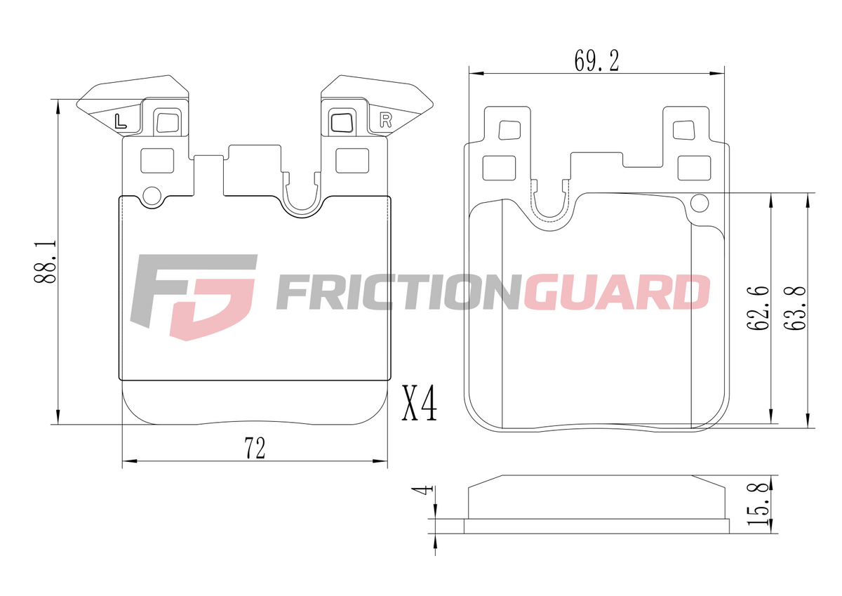 FRICTIONGUARD REAR BRAKE PAD FOR BMW 2015-2020 | OEM 34218099354