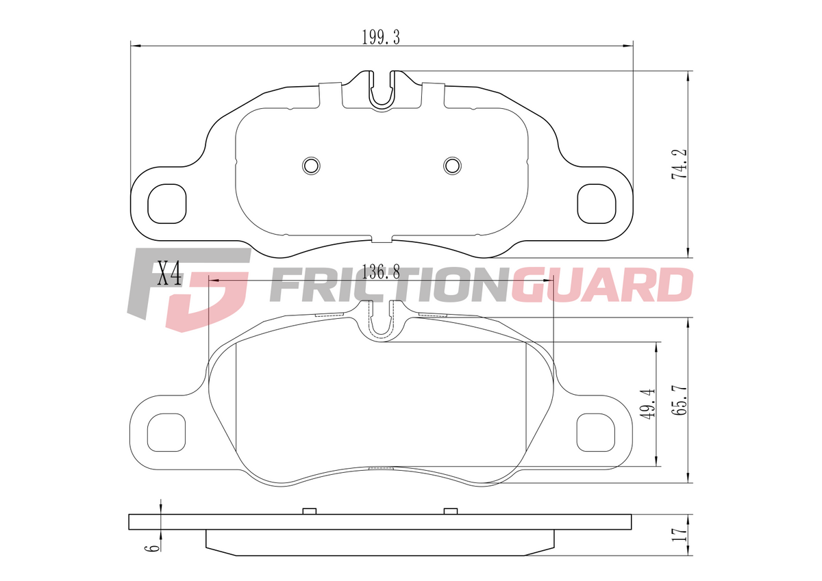 FRICTIONGUARD BRAKE PAD FOR PORSCHE 2012-2016 | OEM 98135193900