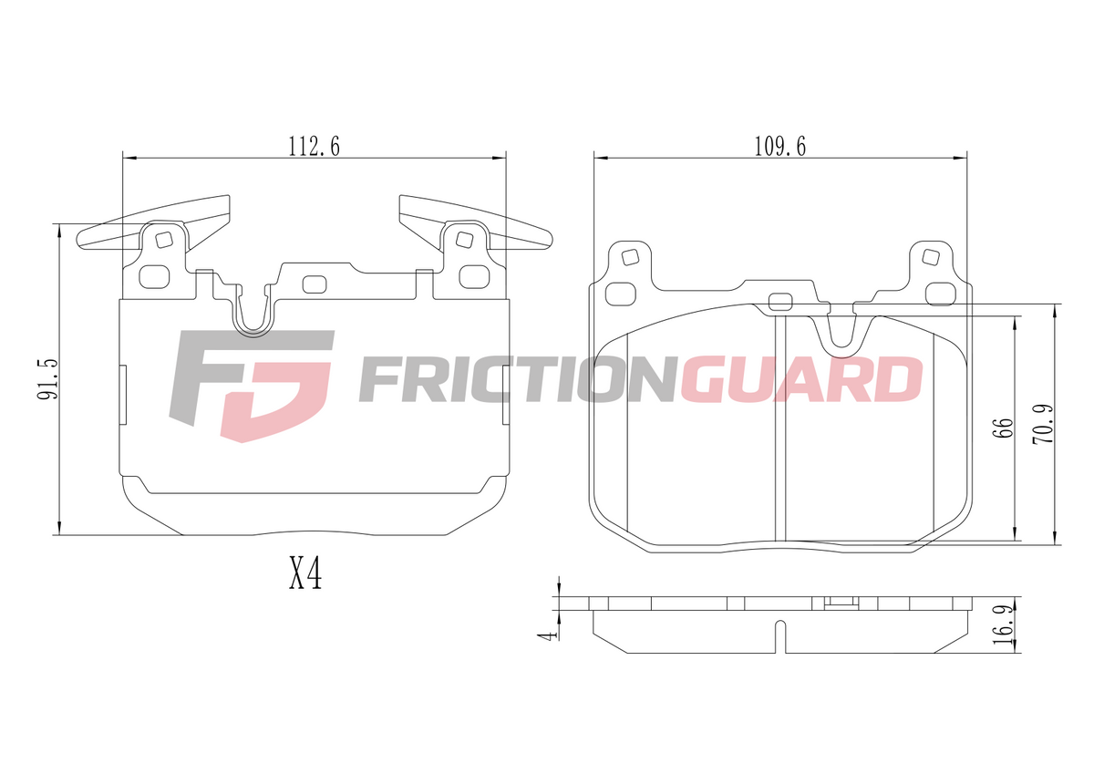 FRICTIONGUARD FRONT BRAKE PAD FOR BMW 2014-2020 | OEM 34106872334