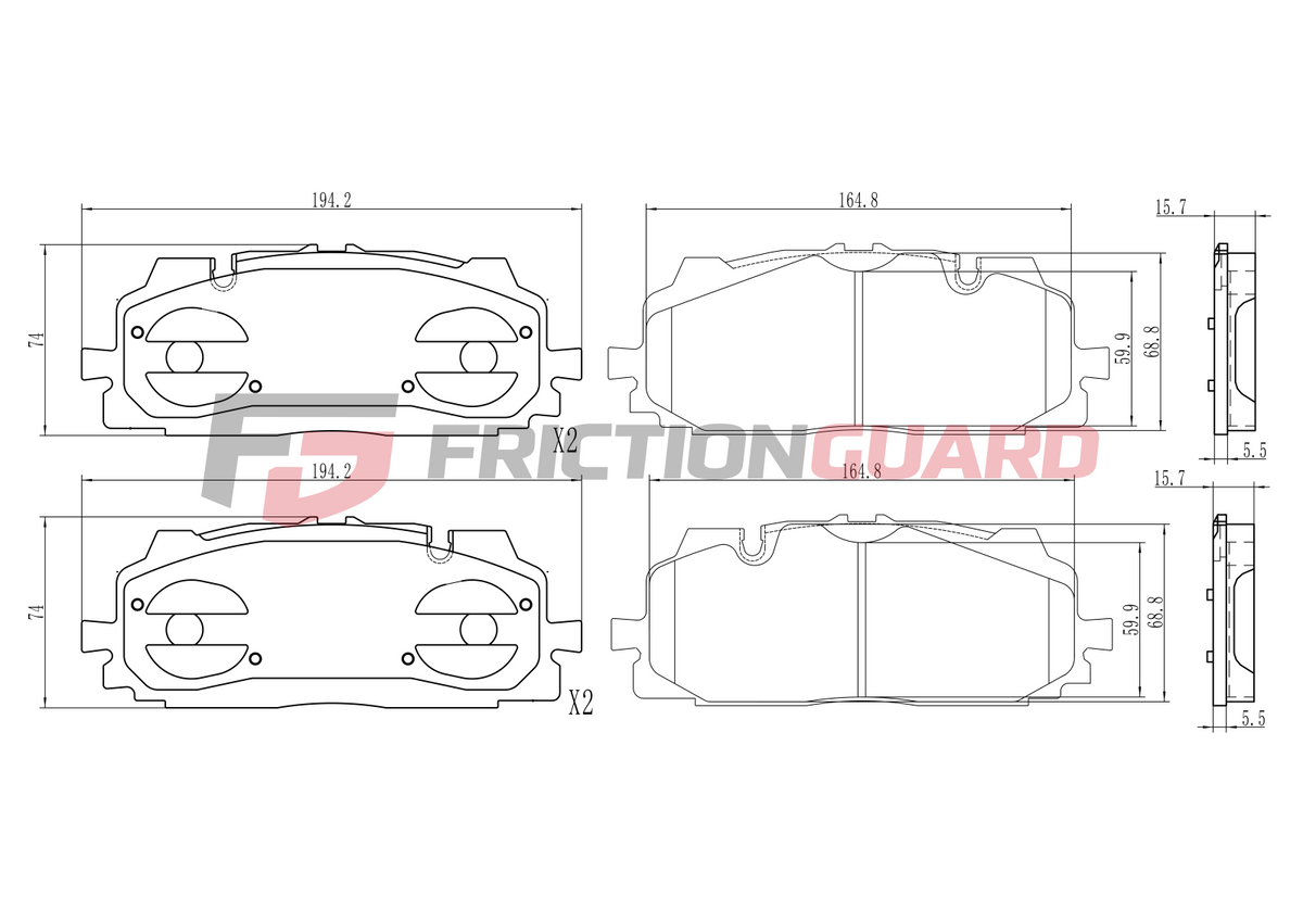 FRICTIONGUARD FRONT BRAKE PAD FOR AUDI/BENTLEY/VOLKSWAGEN 2015-ON | OEM 4M0698151AA