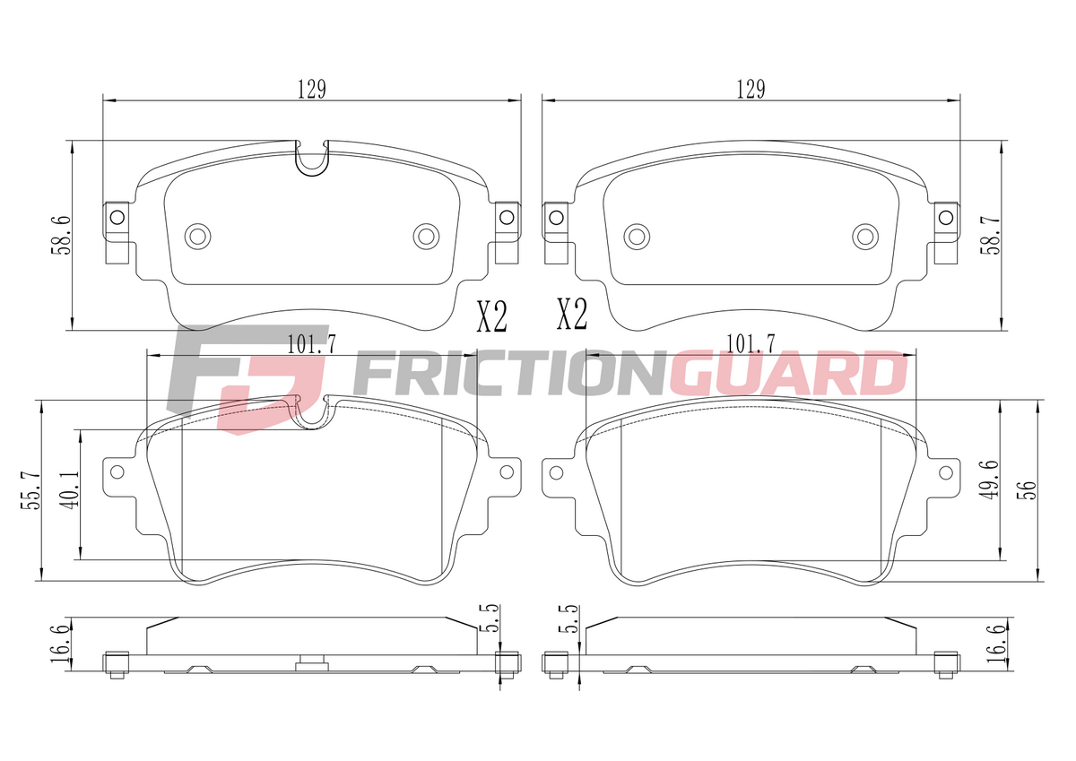 FRICTIONGUARD REAR BRAKE PAD FOR AUDI 2015-ON | OEM 8W0698451G