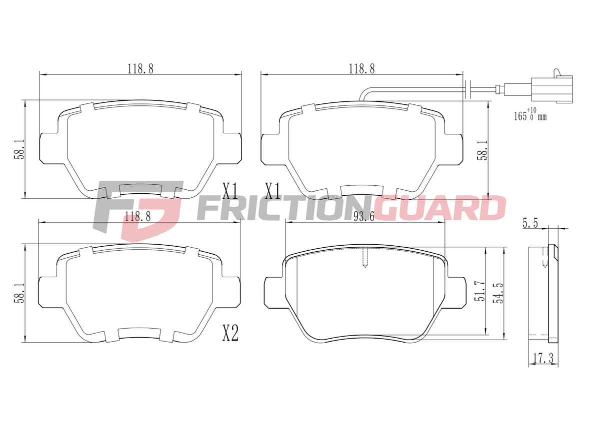 FRICTIONGUARD BRAKE PAD FOR MASERATI 2013-ON | OEM 980156042