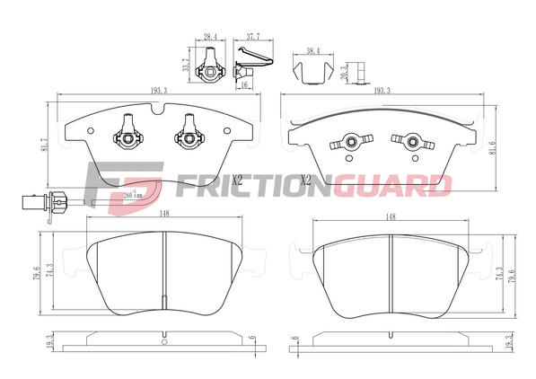 FRICTIONGUARD FRONT BRAKE PAD FOR BENTLEY 2003-2018 | OEM 3W0698151AA