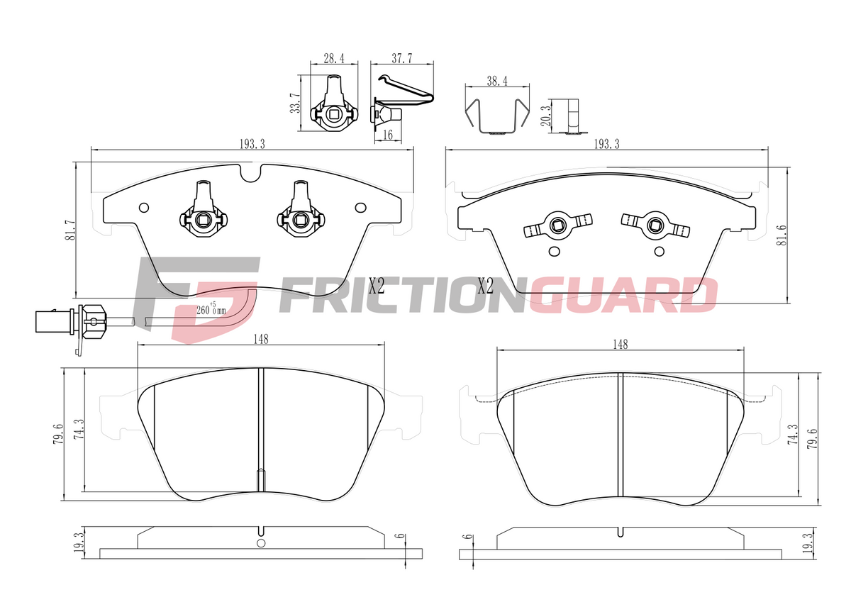 FRICTIONGUARD FRONT BRAKE PAD FOR BENTLEY 2003-2018 | OEM 3W0698151AA