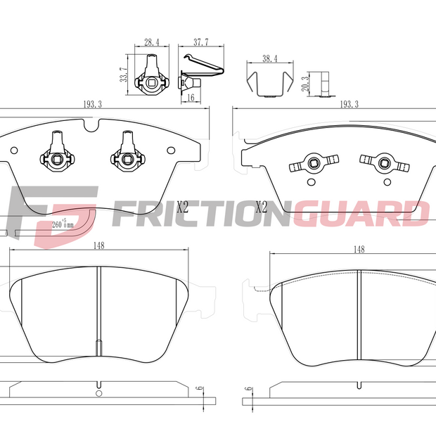 FRICTIONGUARD FRONT BRAKE PAD FOR BENTLEY 2003-2018 | OEM 3W0698151AA