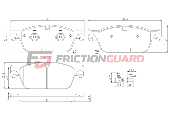 FRICTIONGUARD BRAKE PAD FOR MERCEDES-BENZ | OEM 84200020
