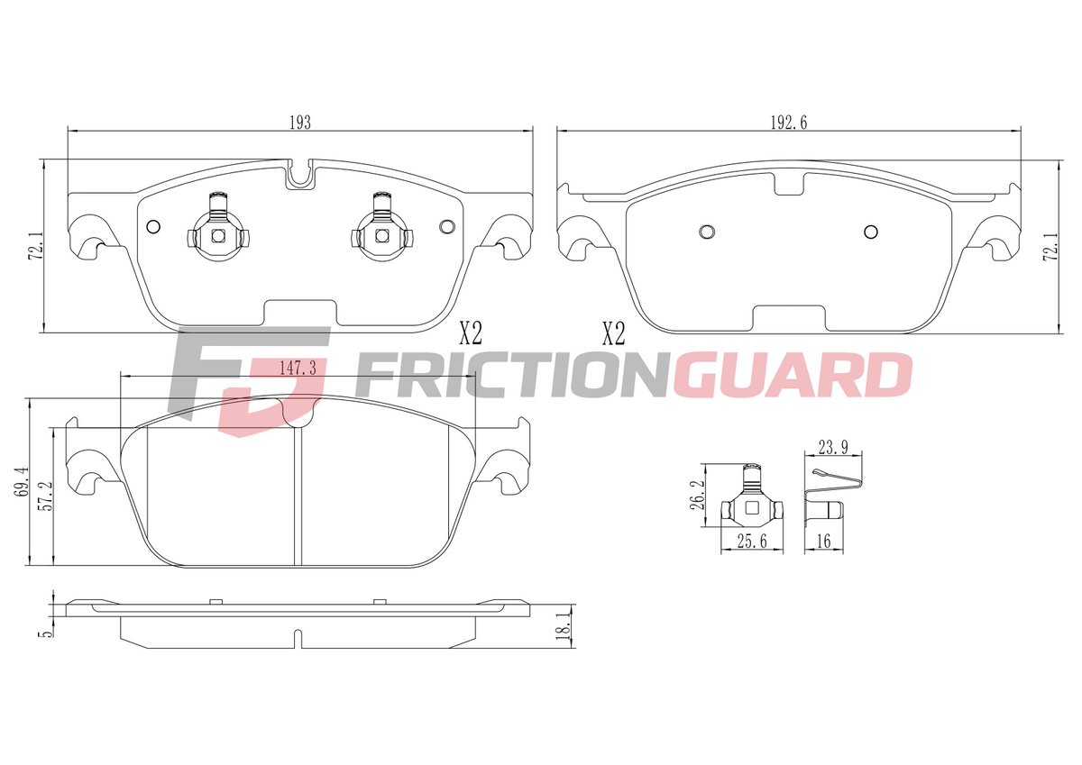 FRICTIONGUARD BRAKE PAD FOR MERCEDES-BENZ | OEM 84200020
