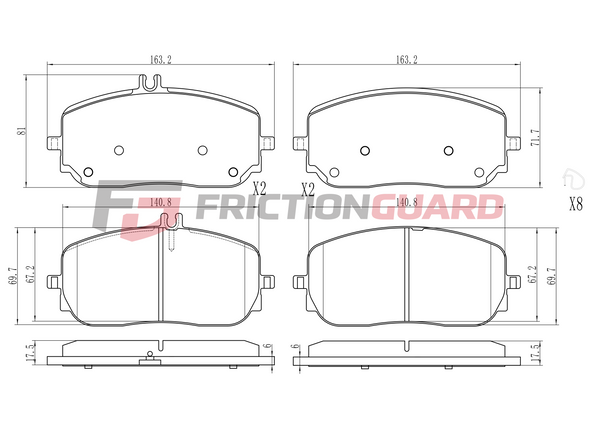 FRICTIONGUARD BRAKE PAD FOR MERCEDES-BENZ | OEM 4205403