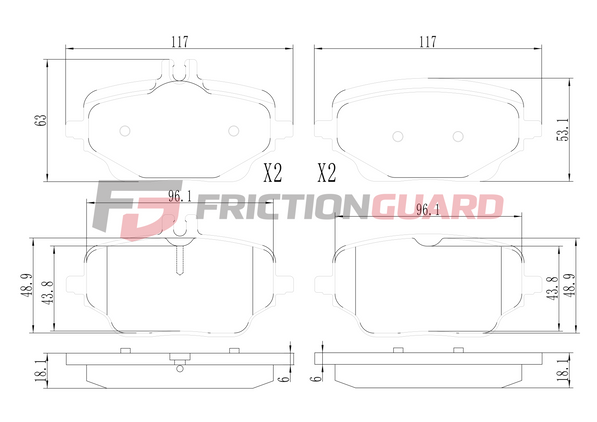 FRICTIONGUARD BRAKE PAD FOR MERCEDES-BENZ | OEM 0004206102, 0004204202