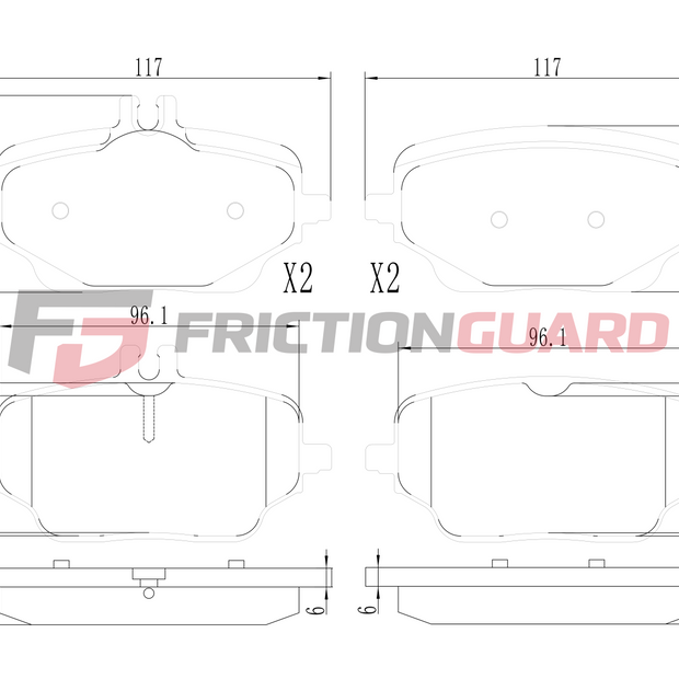 FRICTIONGUARD BRAKE PAD FOR MERCEDES-BENZ | OEM 0004206102, 0004204202