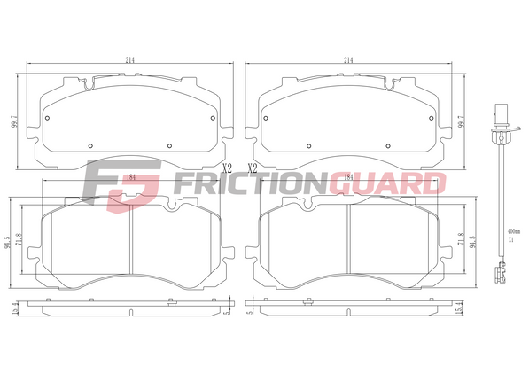FRICTIONGUARD FRONT BRAKE PAD FOR AUDI/BENTLEY/VOLKSWAGEN 2015-ON | OEM 4M0698151AE