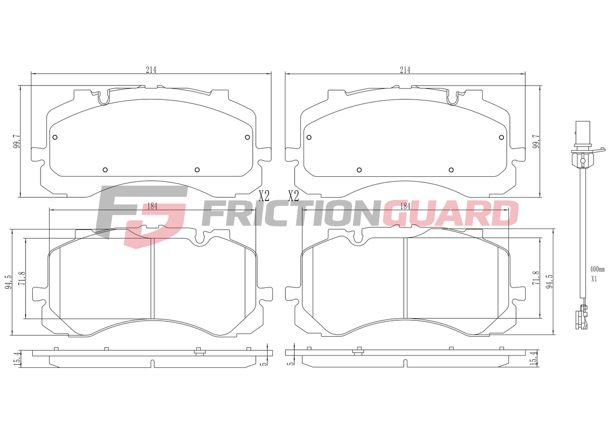 FRICTIONGUARD FRONT BRAKE PAD FOR AUDI/BENTLEY/VOLKSWAGEN 2015-ON | OEM 4M0698151AE