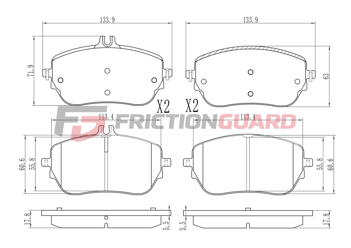 FRICTIONGUARD BRAKE PAD FOR MERCEDES-BENZ | OEM 4205103
