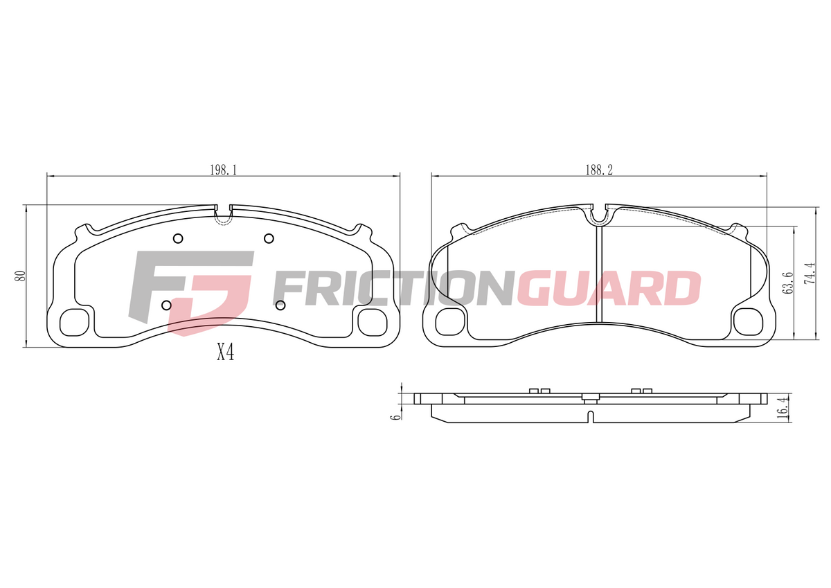 FRICTIONGUARD FRONT BRAKE PAD FOR PORSCHE 2019-ON | OEM 992698151F, 9GT698151T