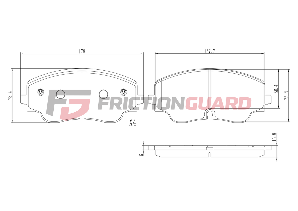 FRICTIONGUARD FRONT BRAKE PAD FOR VOLKSWAGEN/AUDI/SKODA/CUPRA 2019-ON | OEM 5WA698151M