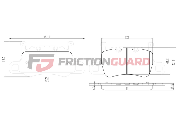FRICTIONGUARD REAR BRAKE PAD FOR PORSCHE 2018-ON | OEM 9Y0698451D, 9GT698451P