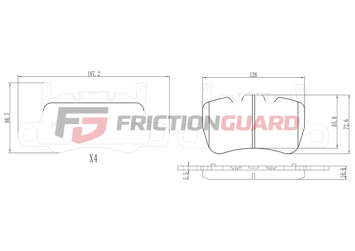 FRICTIONGUARD REAR BRAKE PAD FOR PORSCHE 2018-ON | OEM 9Y0698451D, 9GT698451P