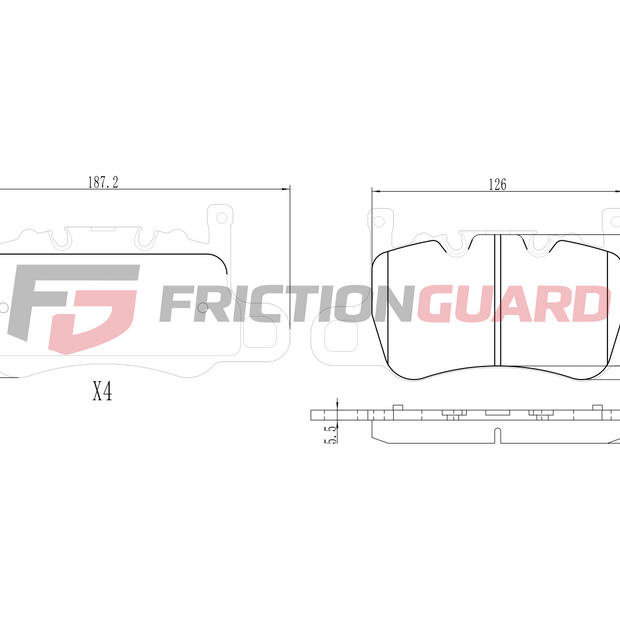 FRICTIONGUARD REAR BRAKE PAD FOR PORSCHE 2018-ON | OEM 9Y0698451D, 9GT698451P