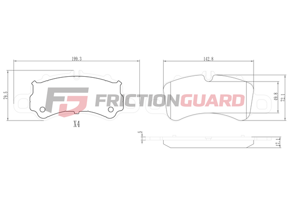 FRICTIONGUARD FRONT BRAKE PAD FOR PORSCHE | OEM 9P1698151A