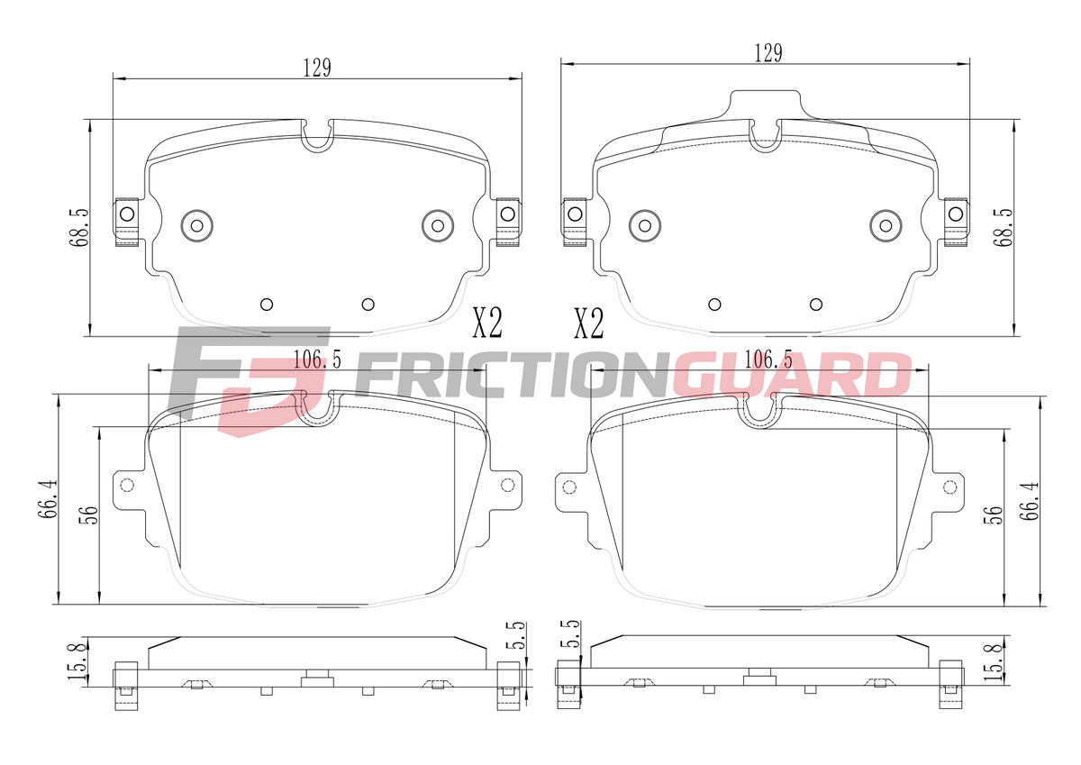 FRICTIONGUARD REAR BRAKE PAD FOR AUDI/BENTLEY/VOLKSWAGEN 2015-ON | OEM 4M0698451AE