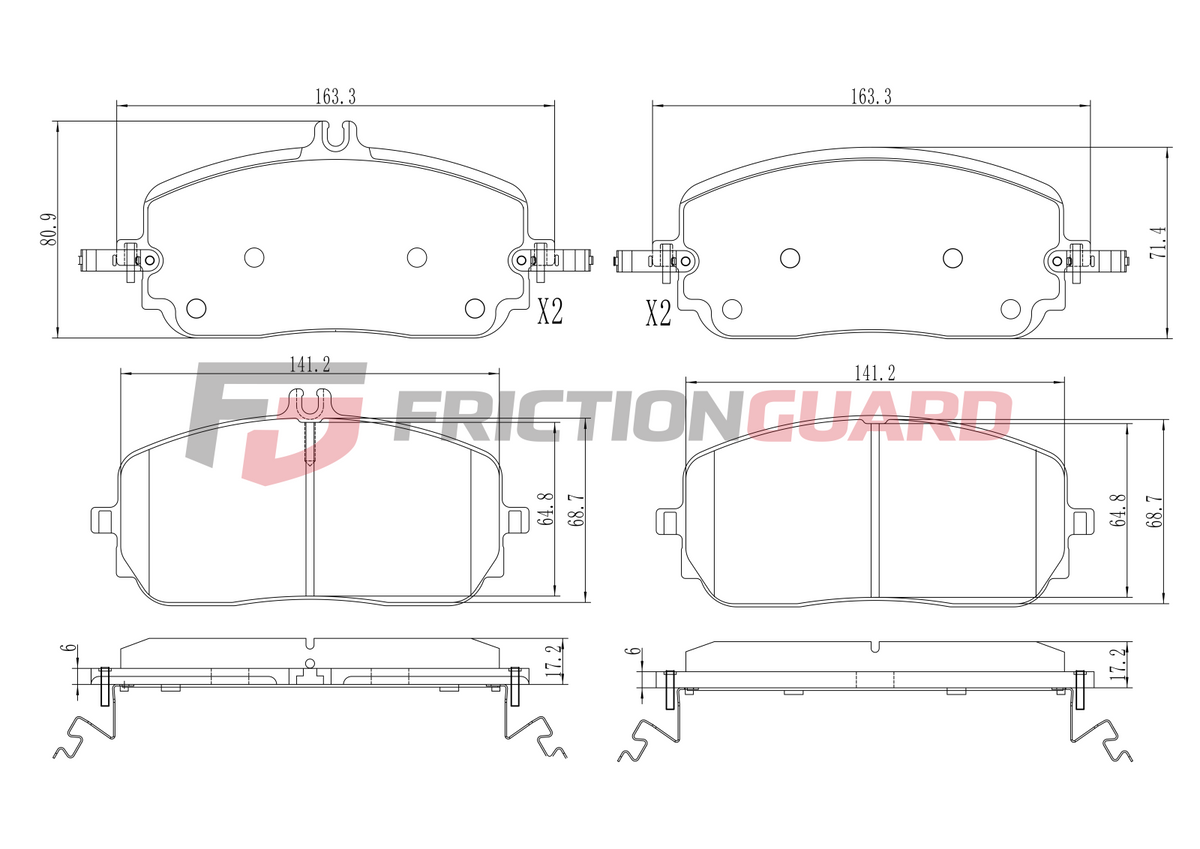 FRICTIONGUARD BRAKE PAD FOR MERCEDES-BENZ | OEM 4213702