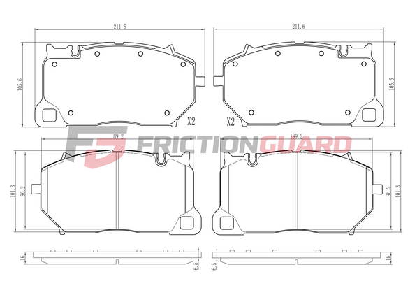 FRICTIONGUARD FRONT BRAKE PAD FOR AUDI/BENTLEY/VOLKSWAGEN 2018-ON | OEM 3SA698151C, 4M8698151D