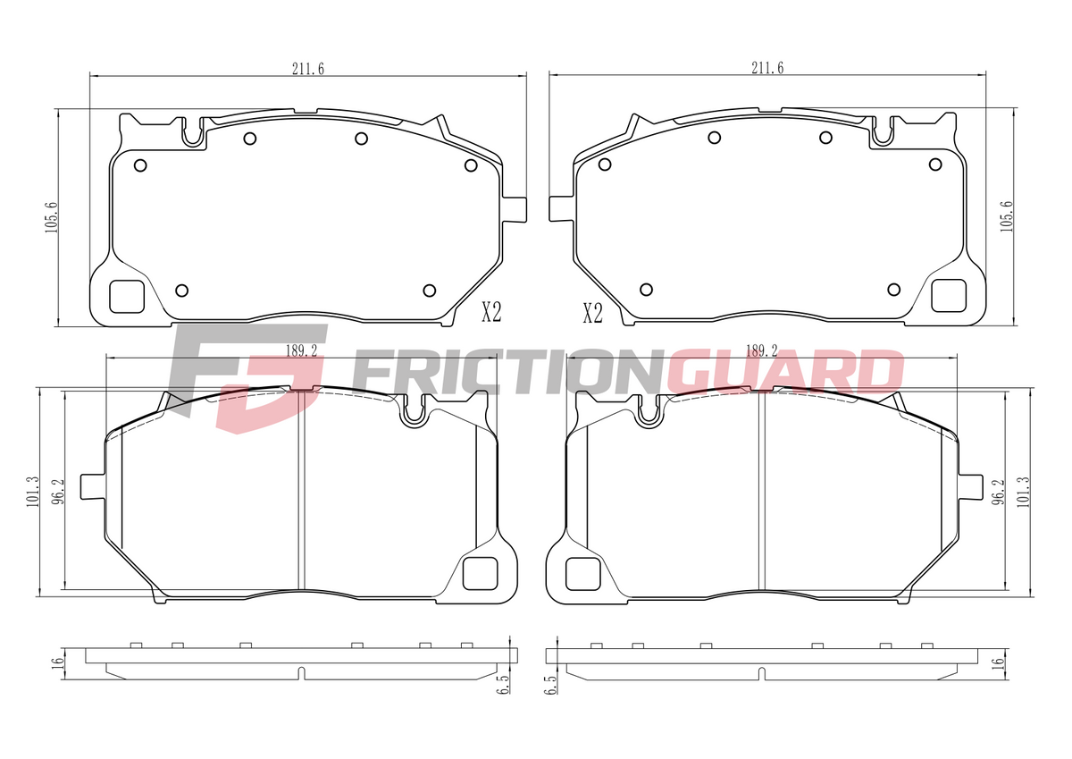 FRICTIONGUARD FRONT BRAKE PAD FOR AUDI/BENTLEY/VOLKSWAGEN 2018-ON | OEM 3SA698151C, 4M8698151D