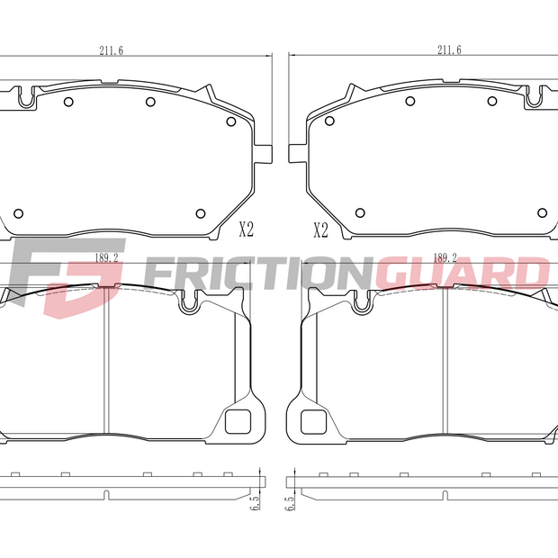 FRICTIONGUARD FRONT BRAKE PAD FOR AUDI/BENTLEY/VOLKSWAGEN 2018-ON | OEM 3SA698151C, 4M8698151D
