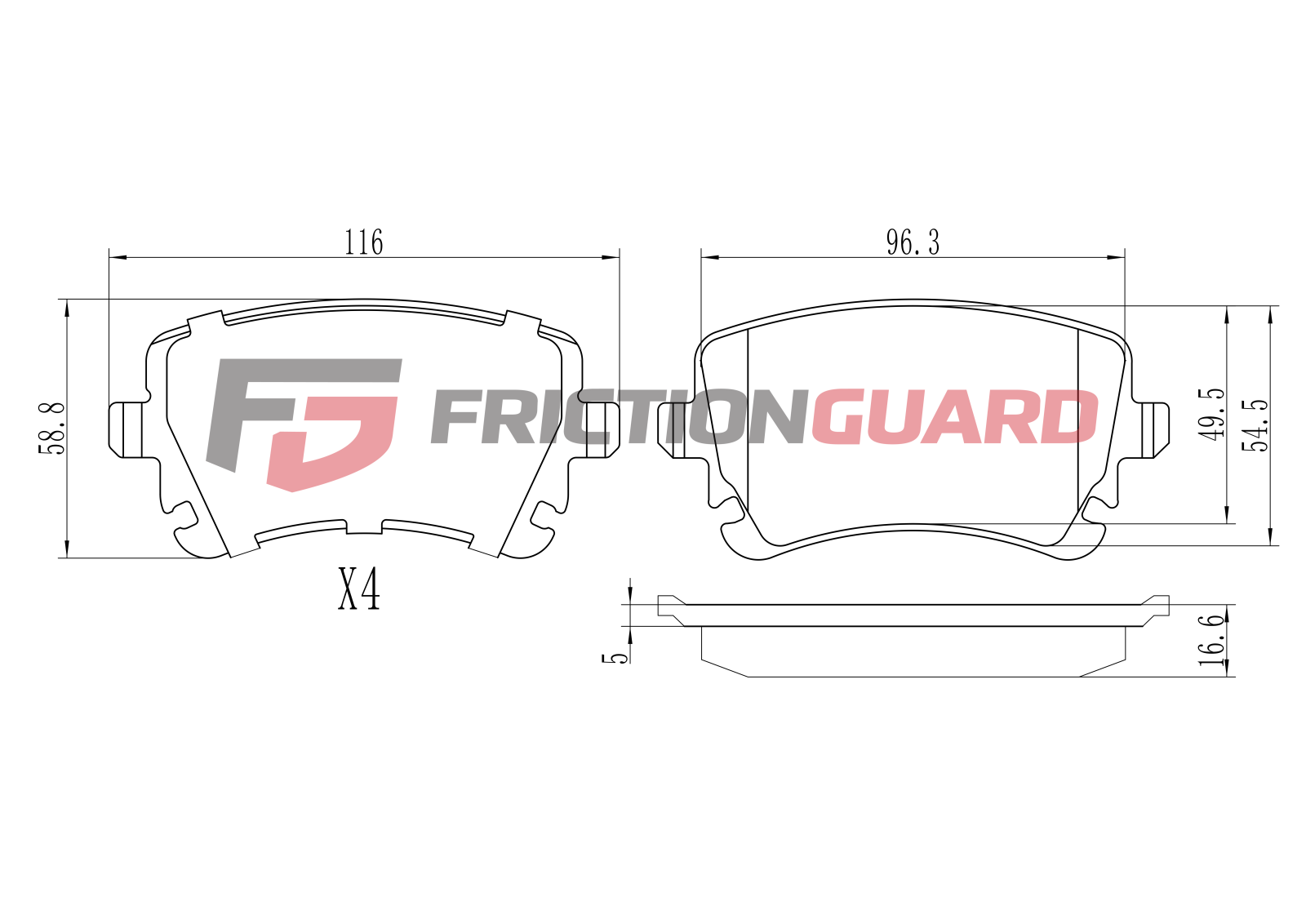 FrictionGuard Brake Pad For Maserati 2013-On - product image 2