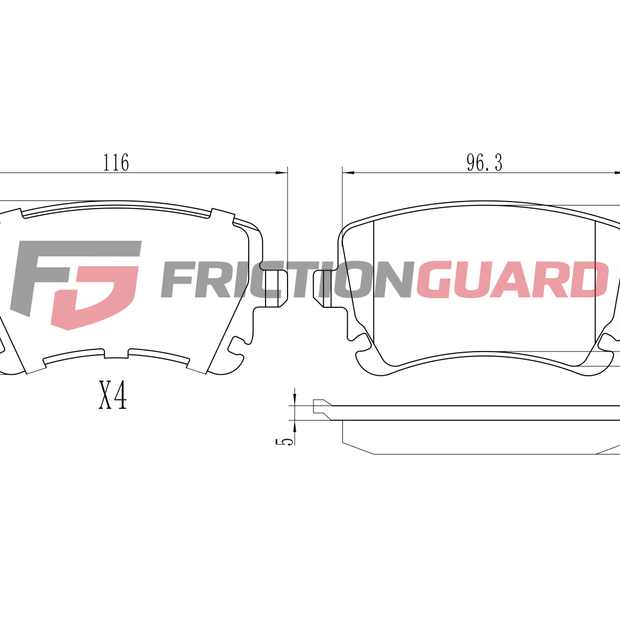 FrictionGuard Rear Brake Pad For Porsche 2018-On - product image 2