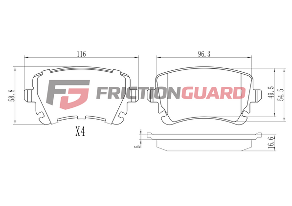 FrictionGuard Brake Pad For Maserati 2016-On - product image 2