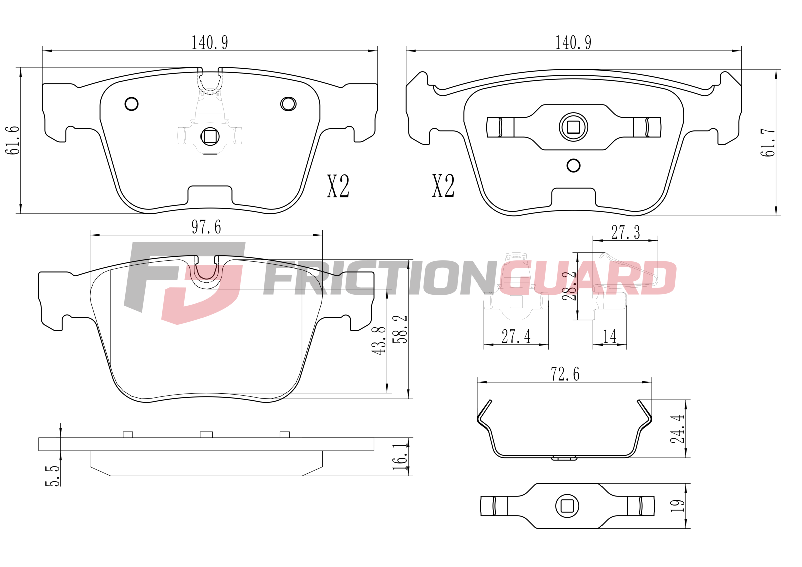 FrictionGuard Brake Pad For Mercedes-Benz - product image 2