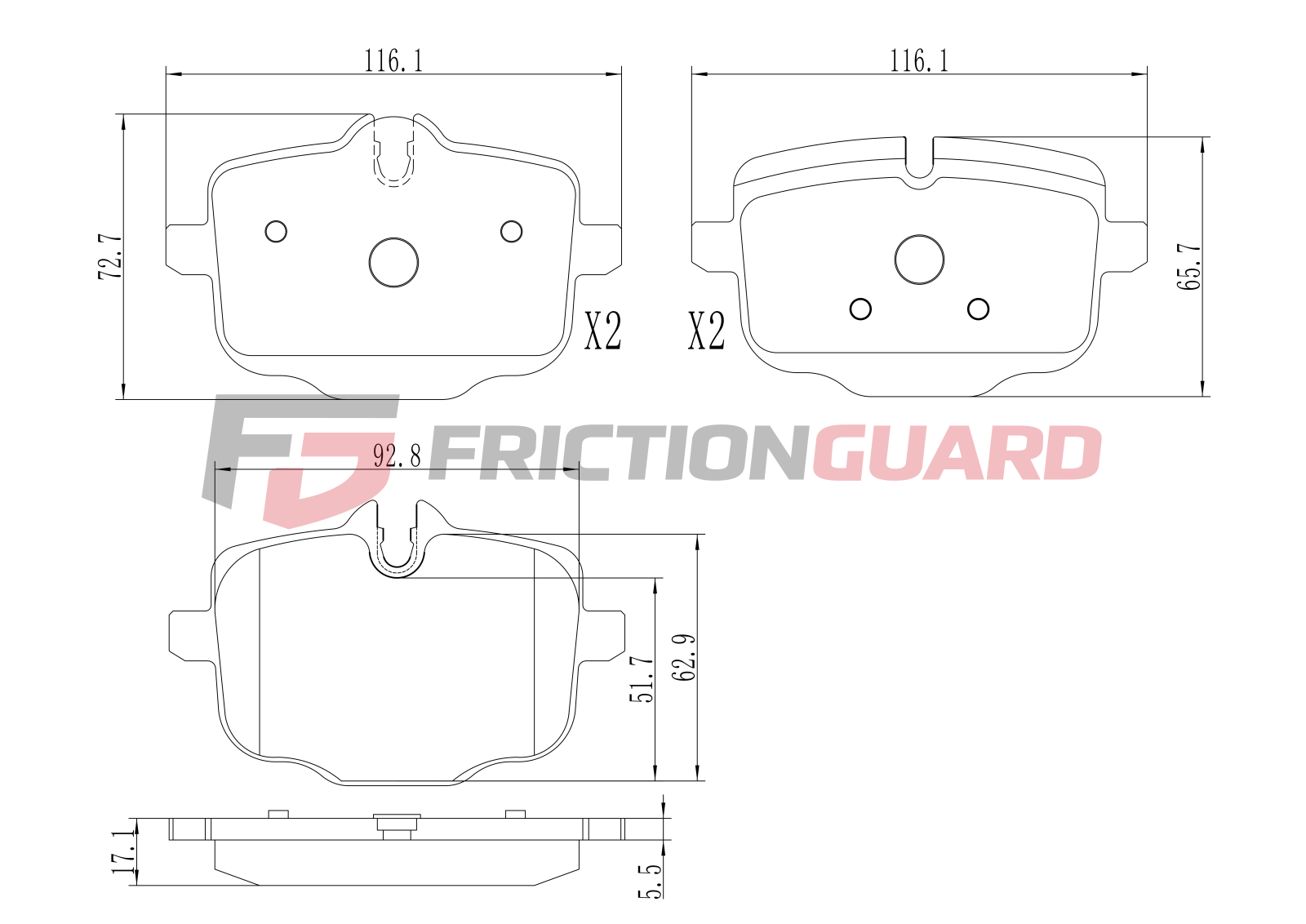 FrictionGuard Brake Pad For Mercedes-Benz - product image 2