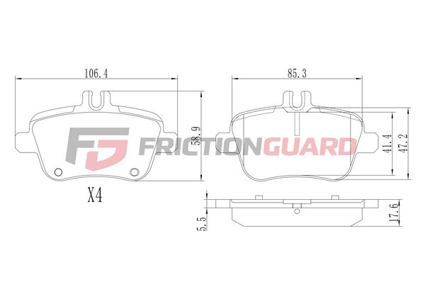 FrictionGuard Brake Pad For Mercedes-Benz - product image 2