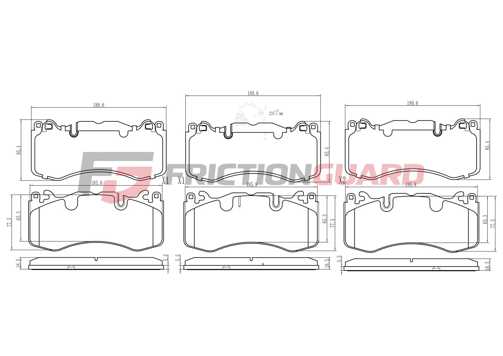 FrictionGuard Brake Pad For Mercedes-Benz 2005-2015 - product image 2
