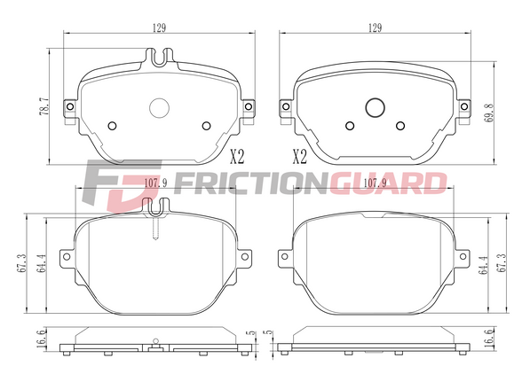 FrictionGuard Brake Pad For Mercedes-Benz 2005-2015 - product image 2