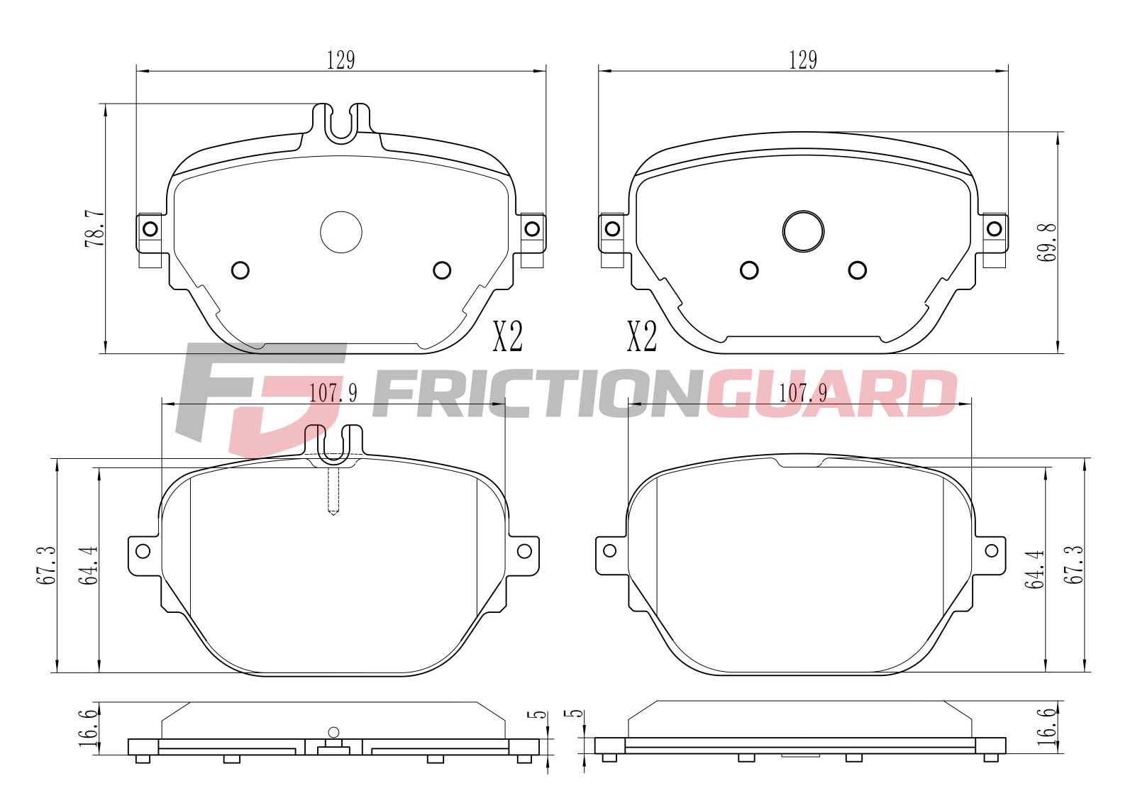 FrictionGuard Brake Pad For Mercedes-Benz 2005-2015 - product image 2