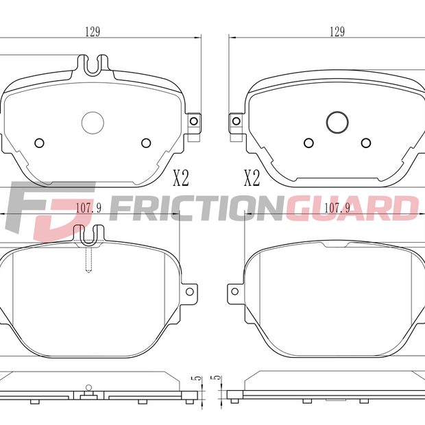 FrictionGuard Brake Pad For Mercedes-Benz 2005-2015 - product image 2