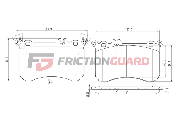 FrictionGuard Brake Pad For Mercedes-Benz 2005-2015 - product image 2