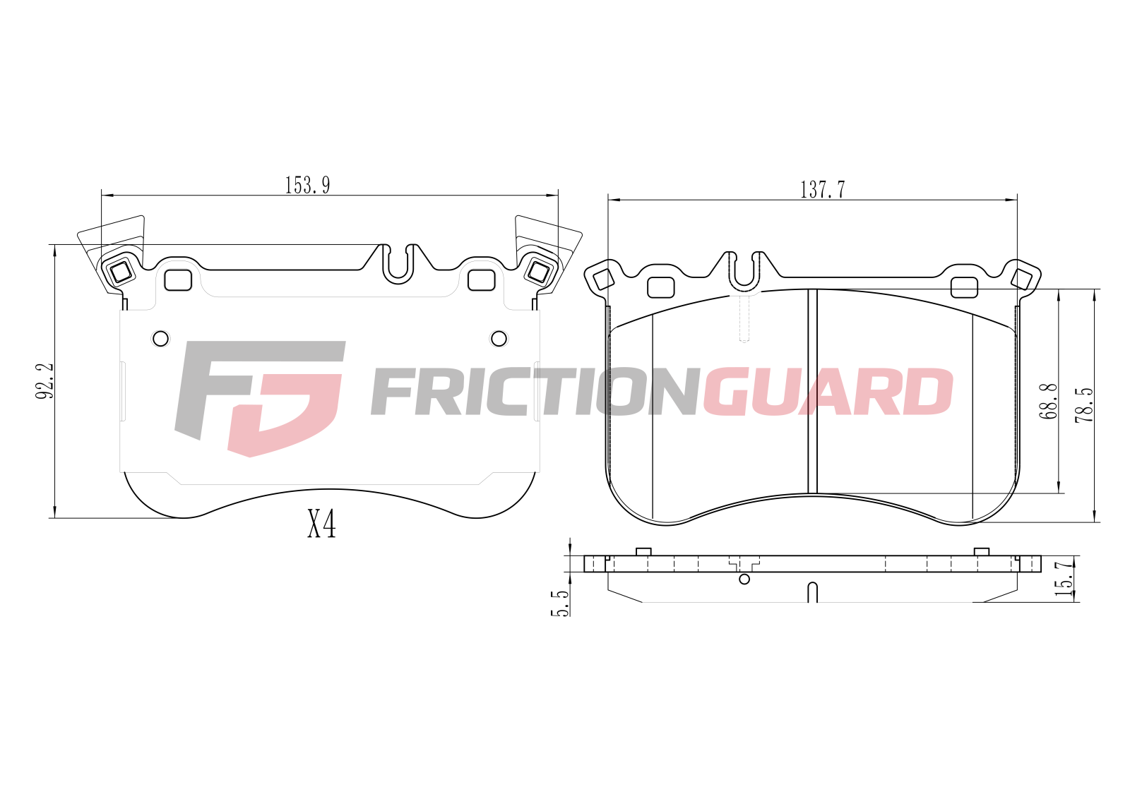 FrictionGuard Brake Pad For Mercedes-Benz 2005-2015 - product image 2