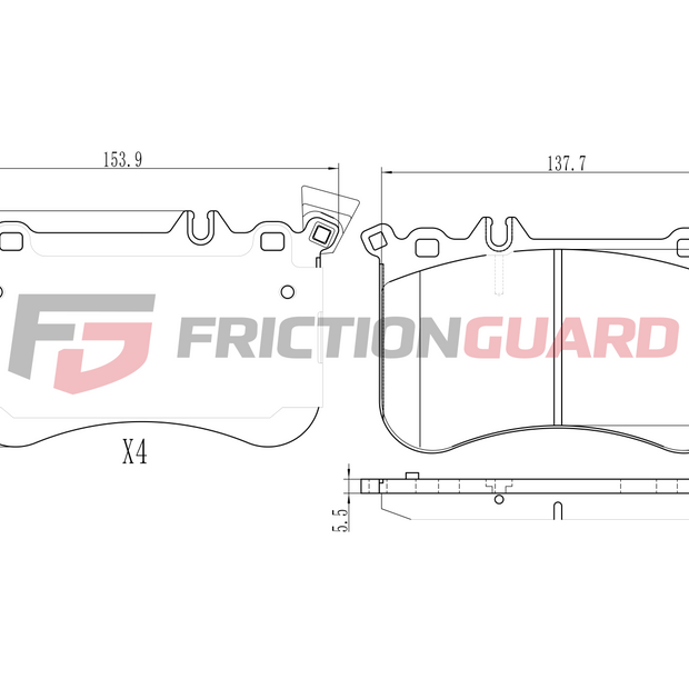 FrictionGuard Brake Pad For Mercedes-Benz 2005-2015 - product image 2