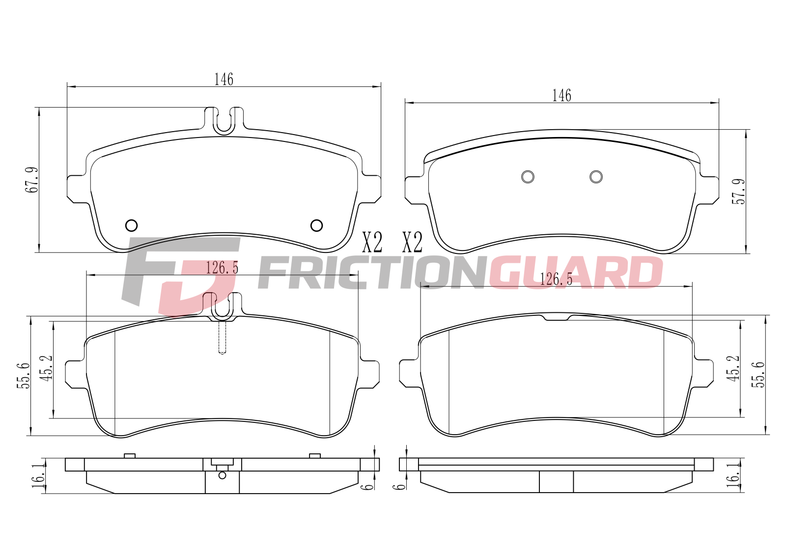 FrictionGuard Brake Pad For Porsche 2012-2016 - product image 2