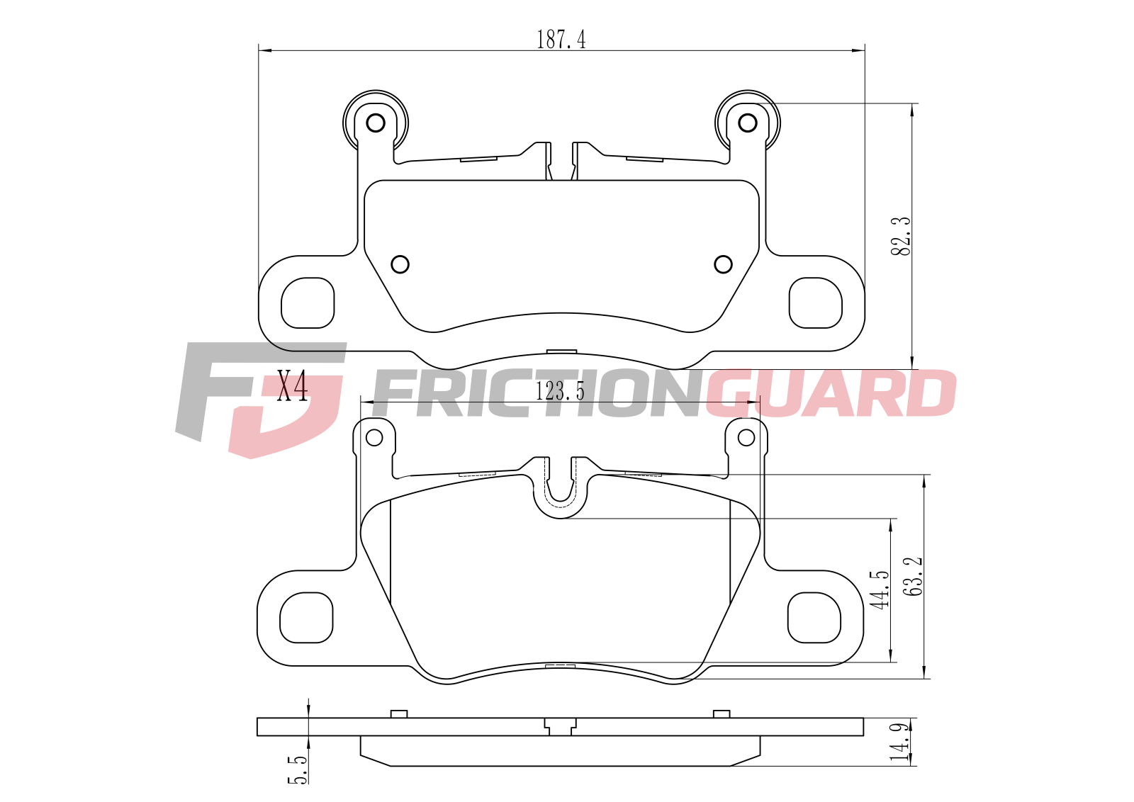 FrictionGuard Front Brake Pad For Audi 2000-2008 - product image 2