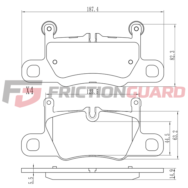 FrictionGuard Front Brake Pad For Porsche 2019-On - product image 2