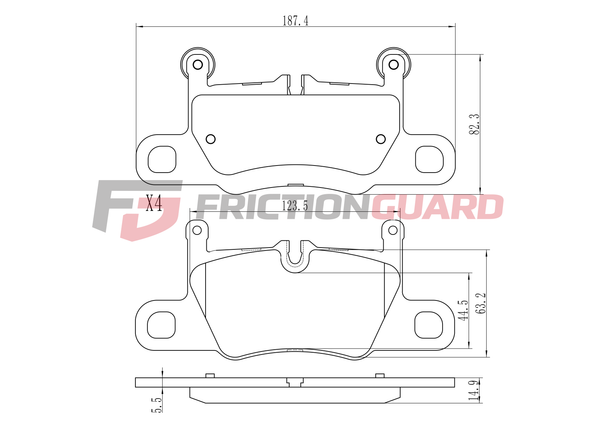 FrictionGuard Front Brake Pad For Porsche - product image 2