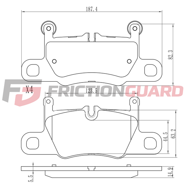 FrictionGuard Front Brake Pad For Audi 2012-2020 - product image 2